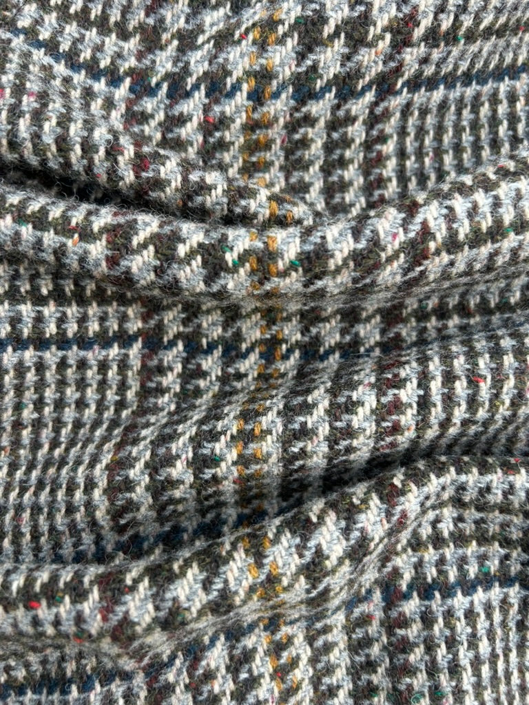 Supermoon Sack Jacket sports coat in wool blend  check, product image 6. Showing close up of wool fabric 