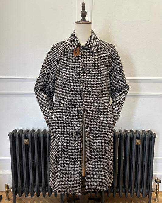 Supermoon Balmacaan wool blend dogtooth coat, product image 1. front view 