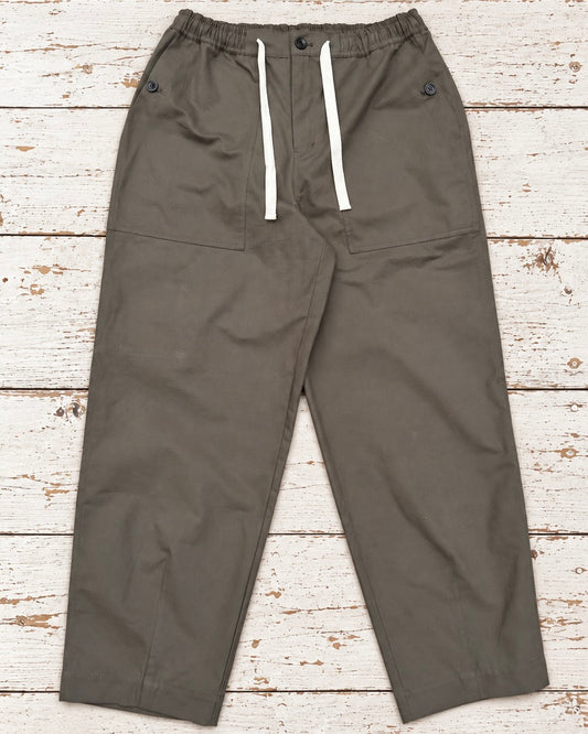 Supermoon Fatigue Pant in khaki cotton twill with patch pockets and carpenter pocket with grossgrain drawstring waist  product image 1