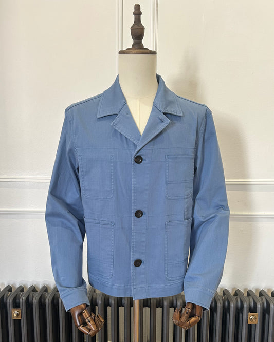 Supermoon Joiner's Jacket in stretch cotton, product image 1. front view showing collar down 